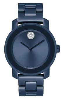 Movado Bold Iconic Crystal Embellished Ceramic Bracelet Watch, 36mm