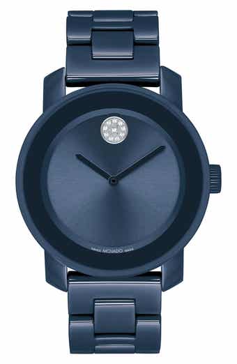 Movado Bold Iconic Crystal Embellished Ceramic Bracelet Watch, 36mm