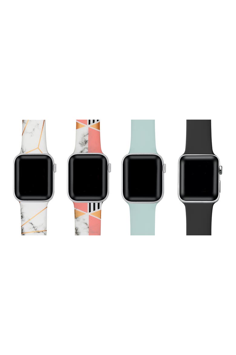 Silicone Apple Watch Band - Set of 4, Main, color, MARBLE/ SEAFOAM/ BLACK