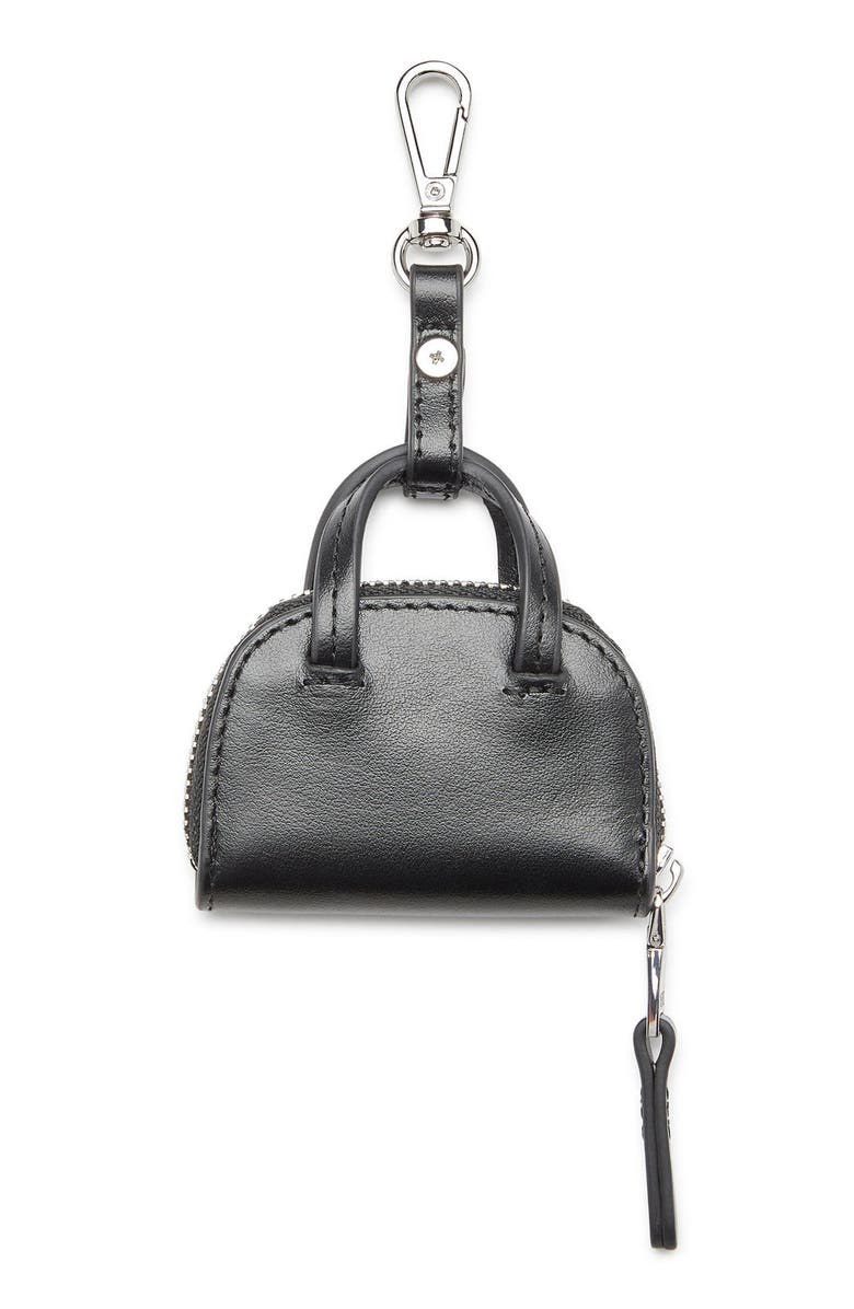 DIESEL<sup>®</sup> 1DR Dome Leather Bag Charm, Alternate, color, Black