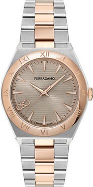 FERRAGAMO Vega Upper East Two-Tone Bracelet Watch, 40mm