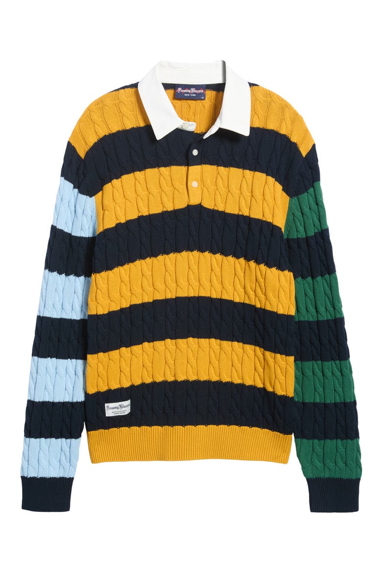 Cable Knit Rugby Sweater, Main, color, MULTI-COLOR