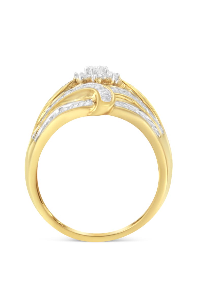 Haus of Brilliance Gold Over Silver 1-1/8 Ctw Diamond 'Flower & Fern' Cocktail Ring, Alternate, color, 