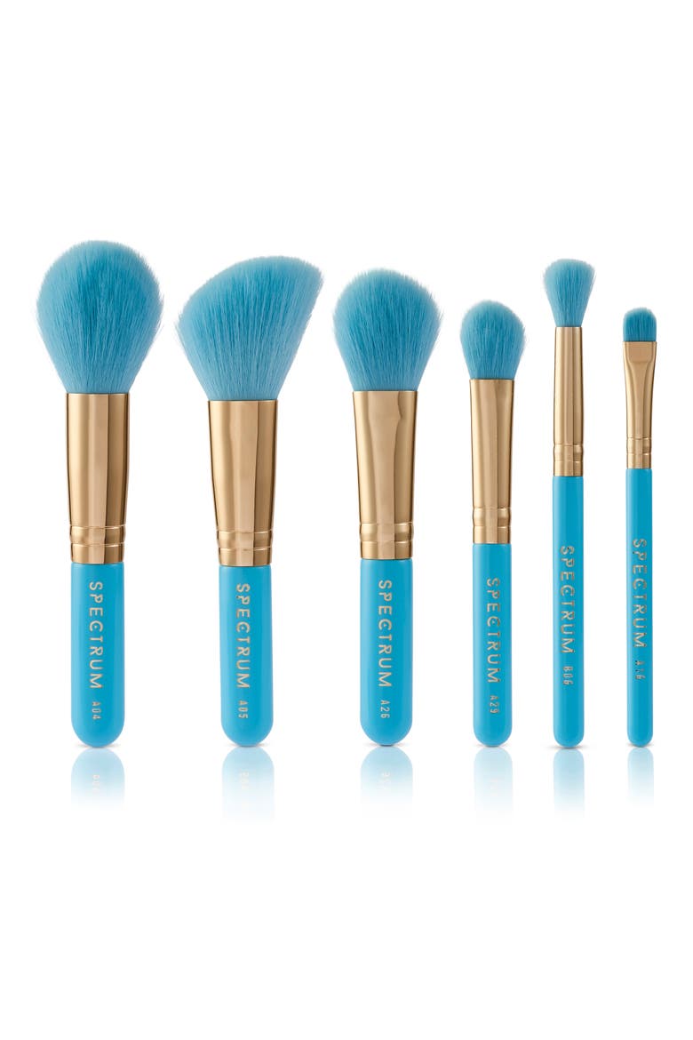 Evil Eye 8-Piece Travel Makeup Brush & Velvet Puff Set $50 Value, Alternate, color, BLUE/ TURQUOISE