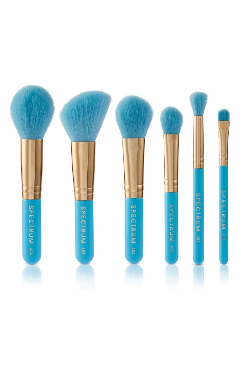 SPECTRUM Evil Eye 8-Piece Travel Makeup Brush & Velvet Puff Set $50 Value, Alternate, color, Blue/ Turquoise