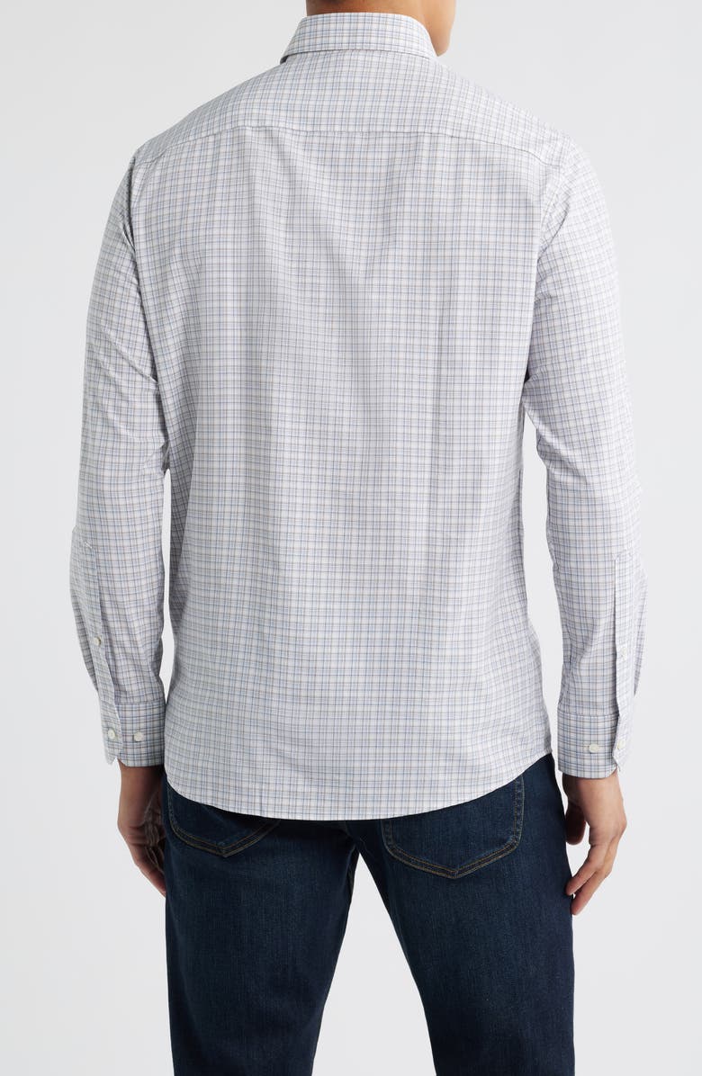 Peter Millar Check Performance Poplin Button-Down Shirt, Alternate, color, Nebula Blue