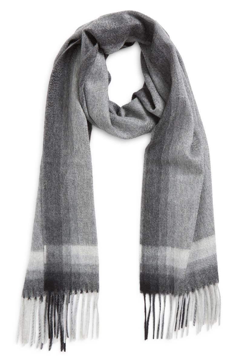 Andrew Stewart Ombré Cashmere Scarf, Main, color, Grey