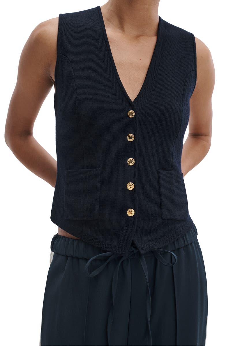 rag & bone Portia Wool Vest, Alternate, color, Navy