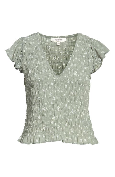 Lucie Floral V-Neck Smocked Top