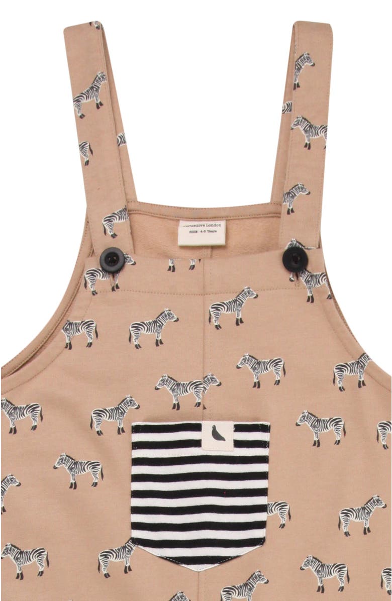 Turtledove London Kids Organic Cotton Zebra Print Jumpsuit, Alternate, color, Beige
