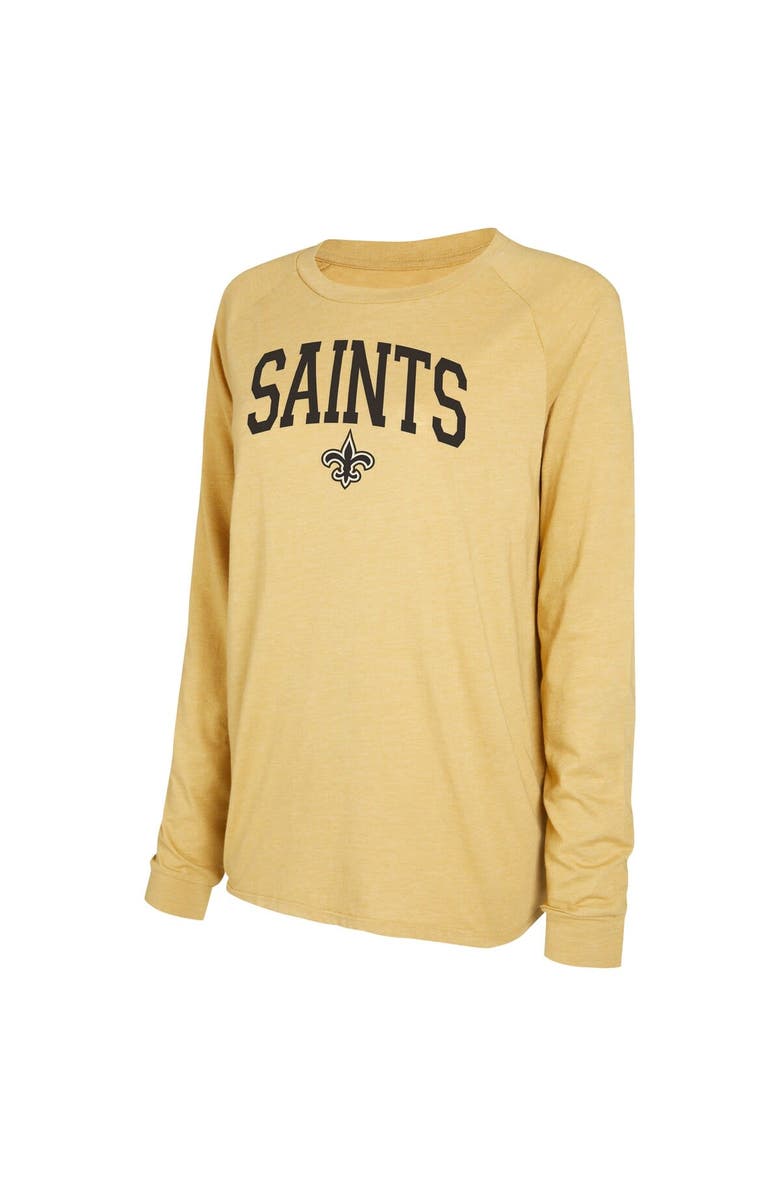 CONCEPTS SPORT Women's Concepts Sport Black/Gold New Orleans Saints Raglan Long Sleeve T-Shirt & Shorts Lounge Set, Alternate, color, Black