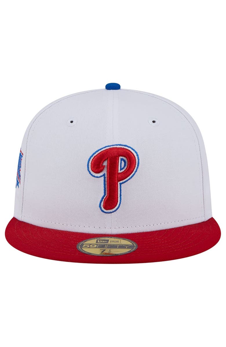 New Era Men's New Era White/Red Philadelphia Phillies Undervisor 59FIFTY Fitted Hat, Alternate, color,
