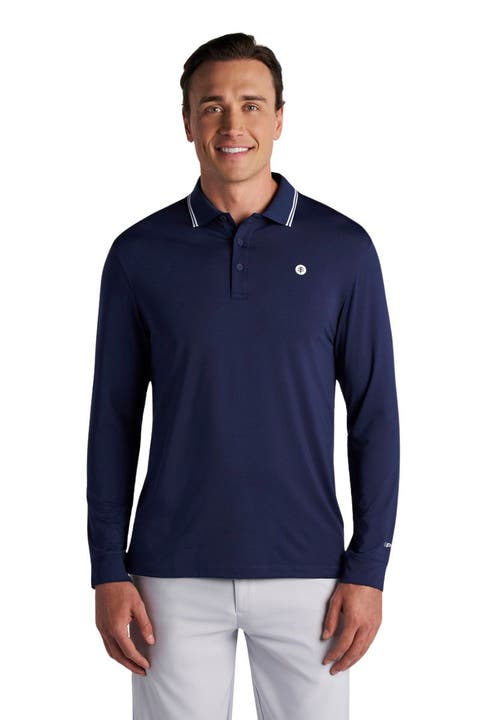 Men's LumaLeo Long Sleeve Sports Polo, UPF 50+ Sun Protection