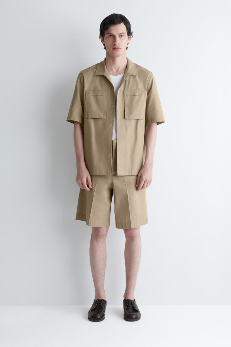 Textured-cotton Utility Shirt, Alternate, color, BEIGE