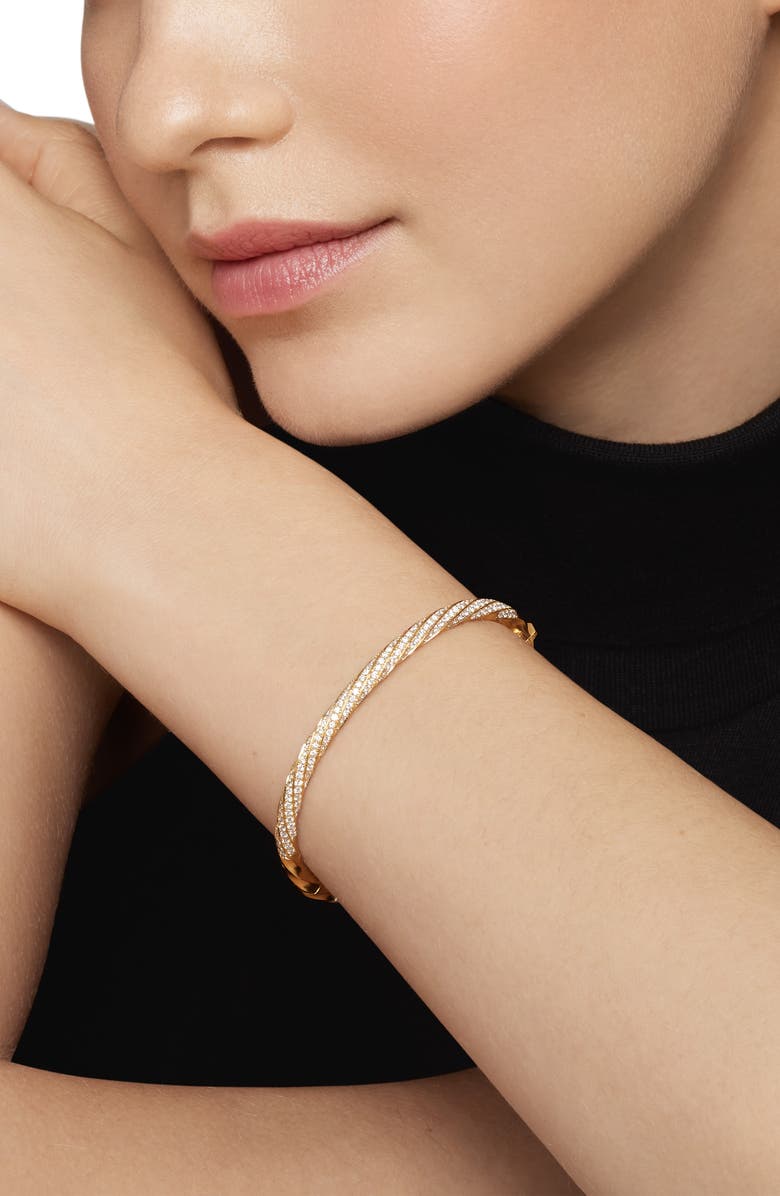 David Yurman Pavé Diamond Cable Edge<sup>™</sup> Bracelet, Alternate, color, 18K Gold Recycled