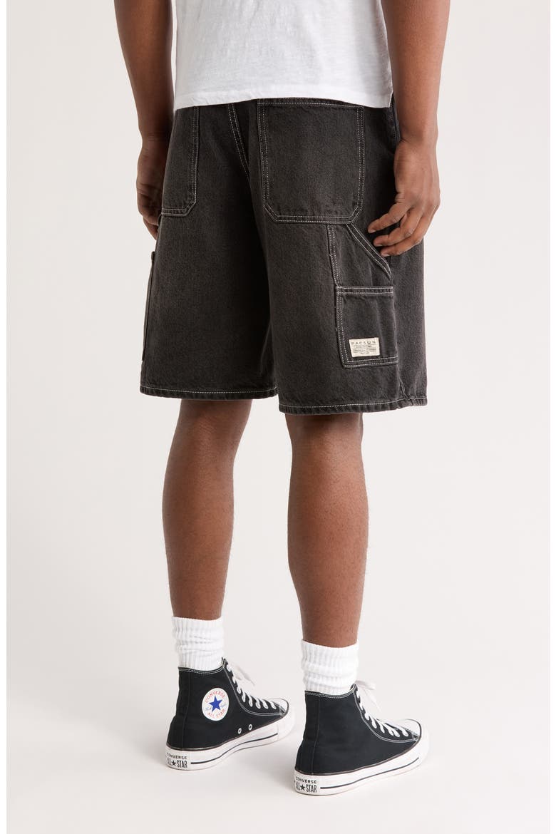 Nathan Baggy Denim Carpenter Shorts, Alternate, color, BLACK