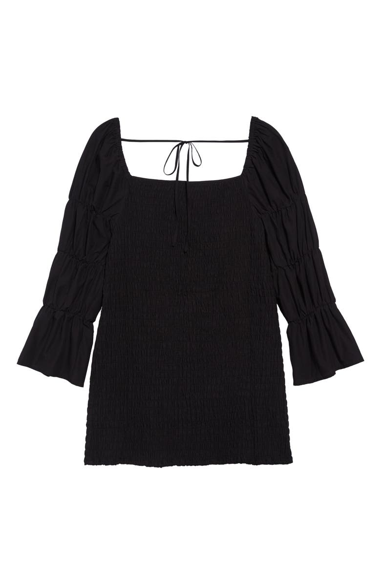 ELOQUII Puff Sleeve Smocked Minidress, Alternate, color, 