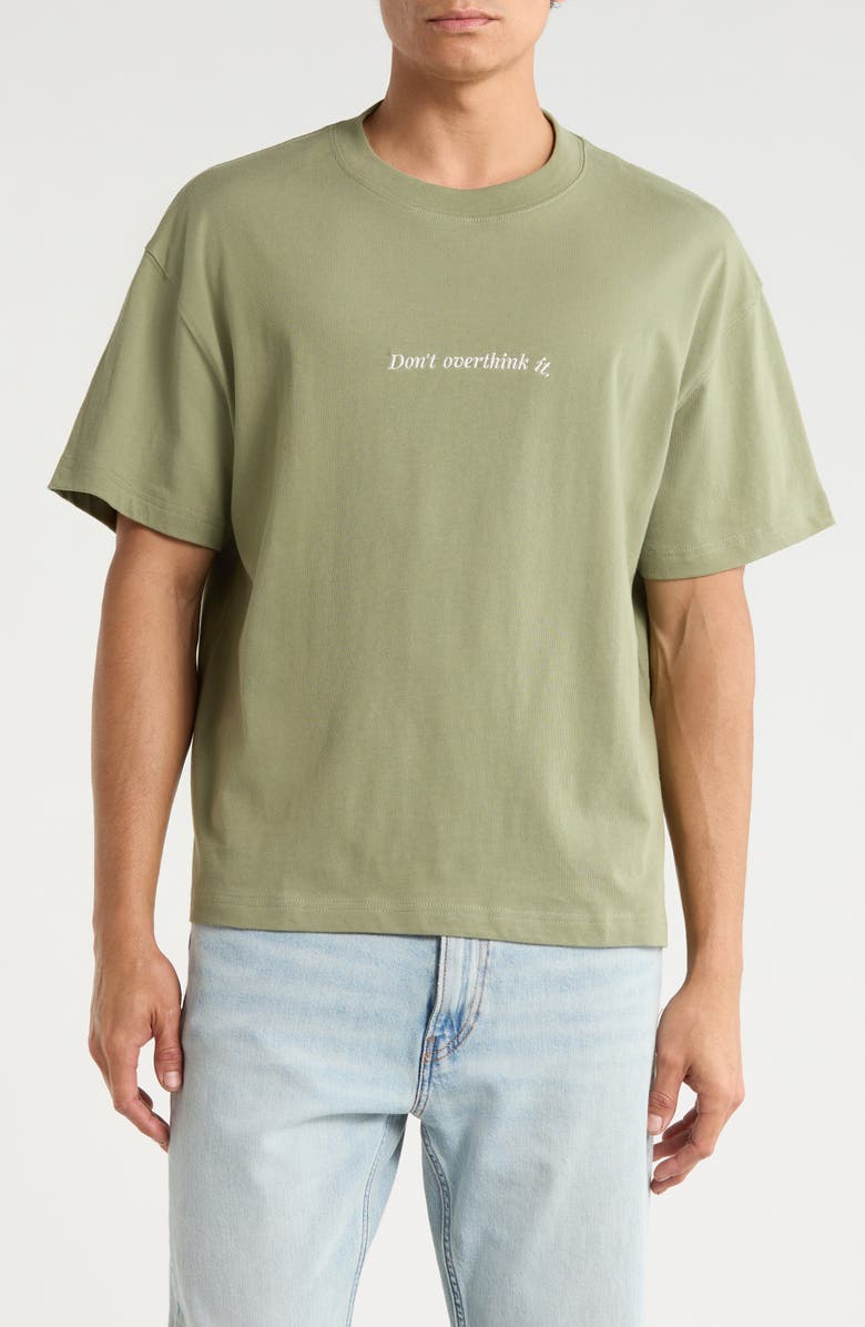 HONOR THE GIFT Don't Overthink It Graphic T-Shirt, Main, color, Sage