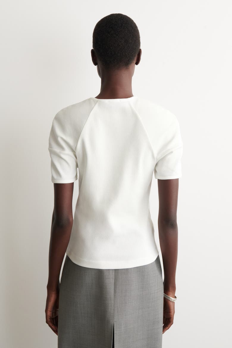 Rounded Ribbed Jersey Henley Top, Alternate, color, WHITE