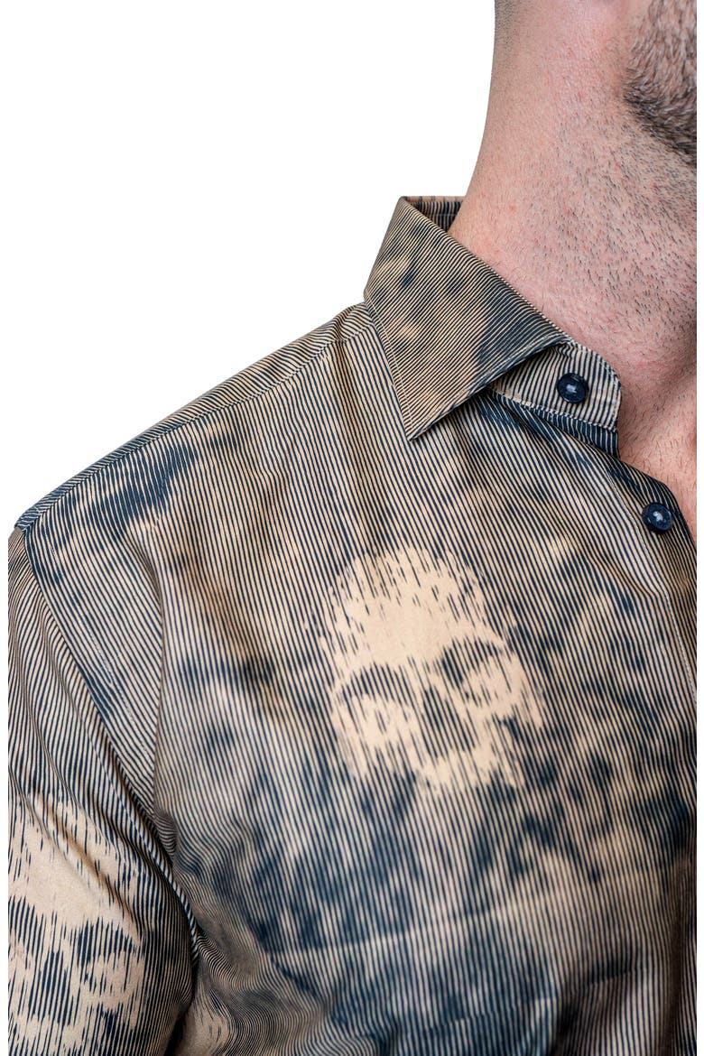 Einstein Skull Sand Brown Contemporary Fit Button-Up Shirt, Alternate, color, BROWN