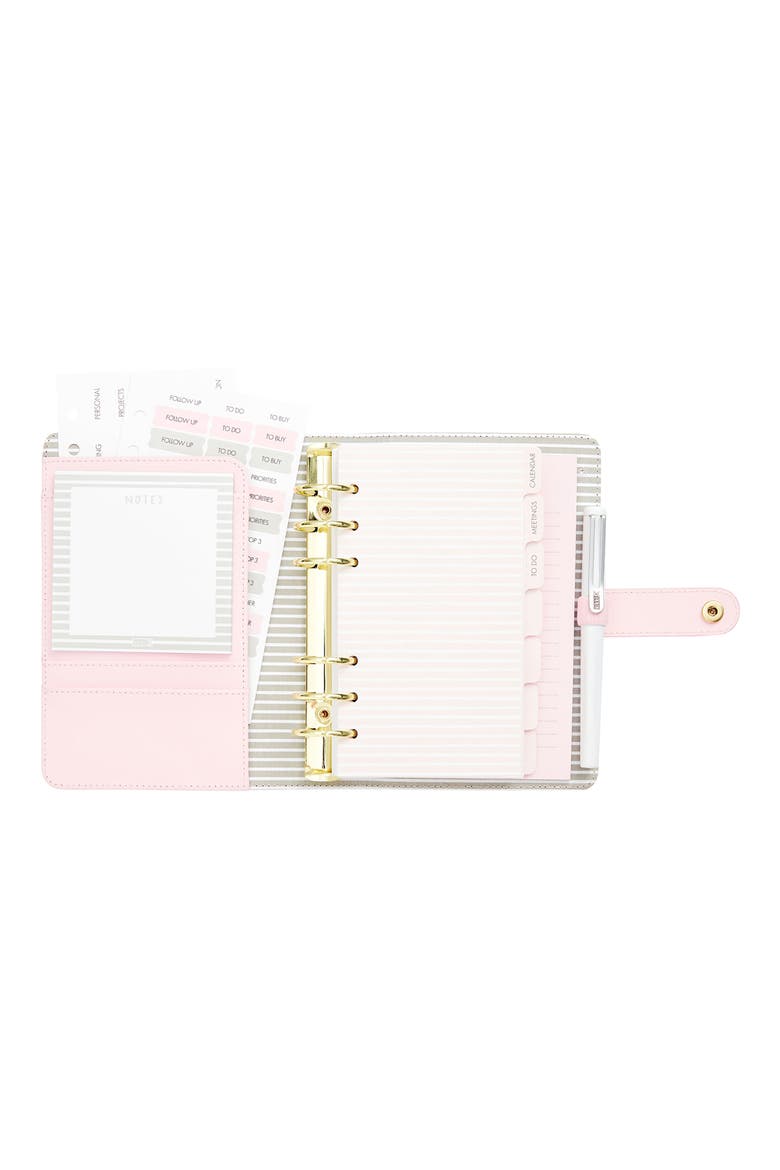 18-Month Zip-Around Leather Perpetual Planner, Alternate, color, PALE PINK