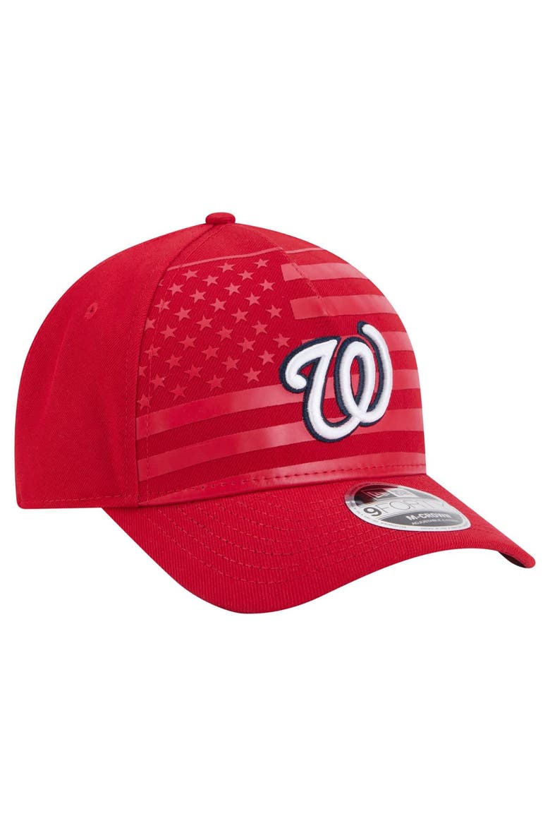 Men's New Era Red Washington Nationals American Flag 9FORTY M-Crown A-Frame Adjustable Hat, Alternate, color, Red