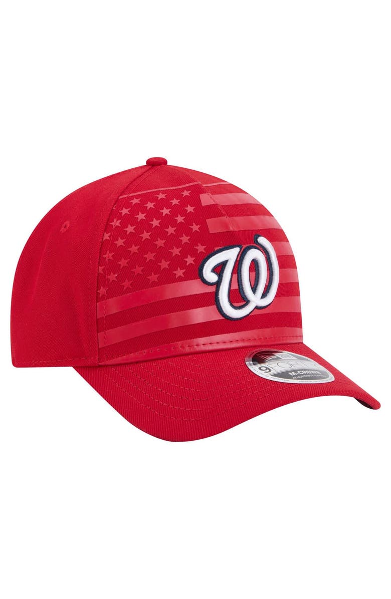 New Era Men's New Era Red Washington Nationals American Flag 9FORTY M-Crown A-Frame Adjustable Hat, Alternate, color, Red