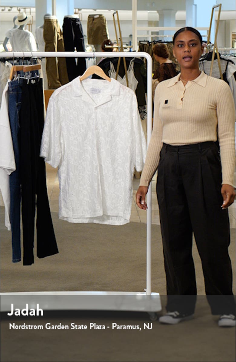 Floral Embroidered Short Sleeve Button-Up Shirt, sales video thumbnail