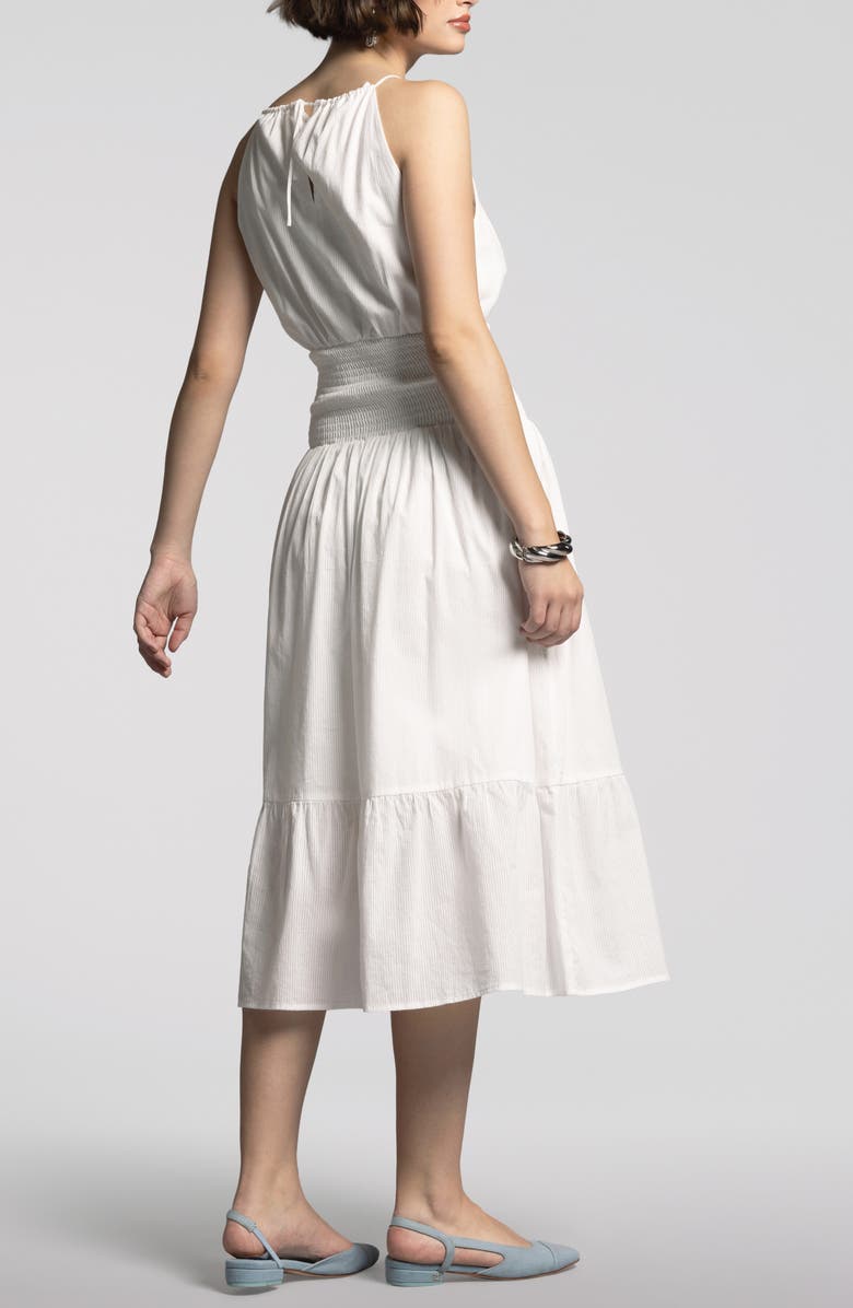 WEEKEND LOS ANGELES Felicity Smock Waist Cotton Dress, Alternate, color, Blanc