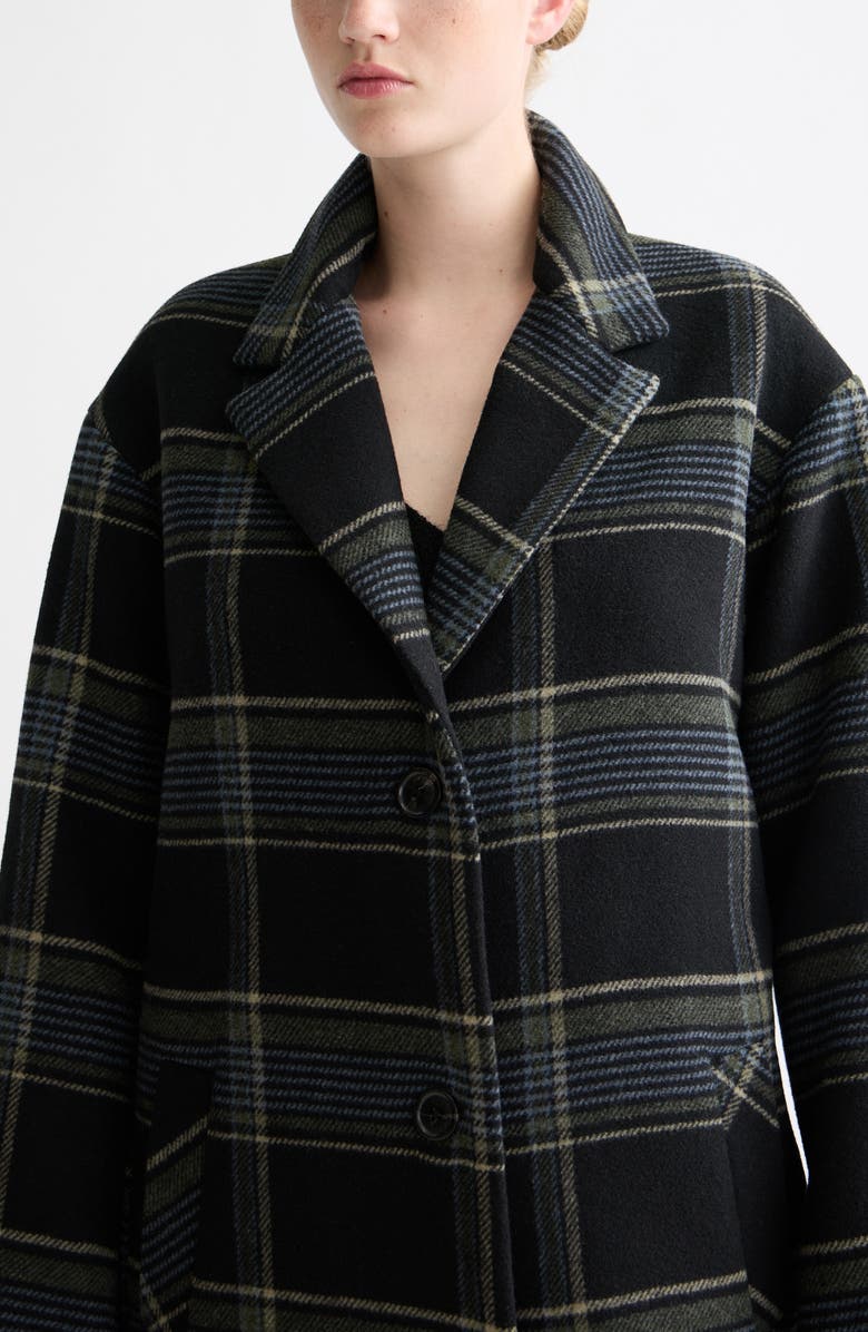 Scotch & Soda Relaxed Fit Plaid Single Breasted Coat, Alternate, color, Meteorite Check