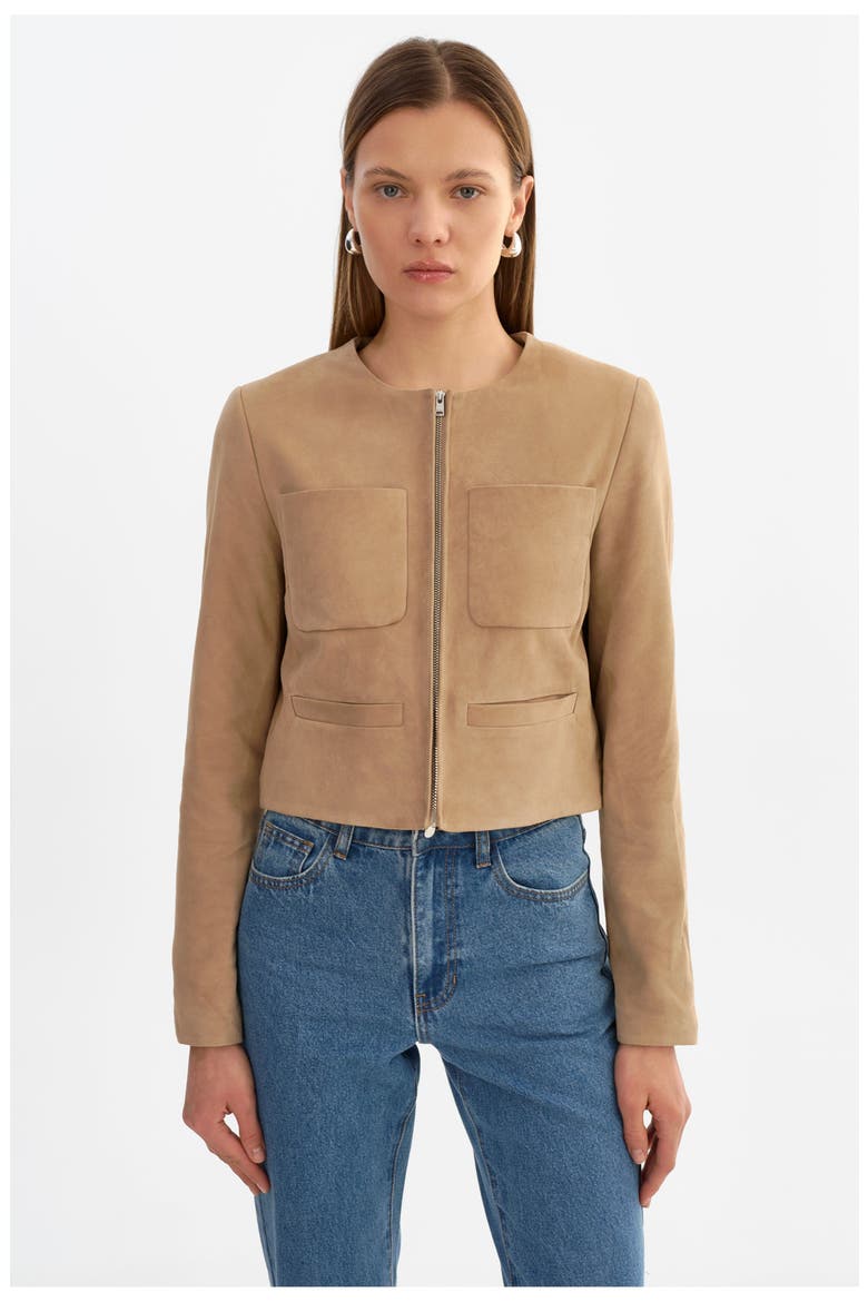 Linette S | Suede Jacket, Main, color, Beige