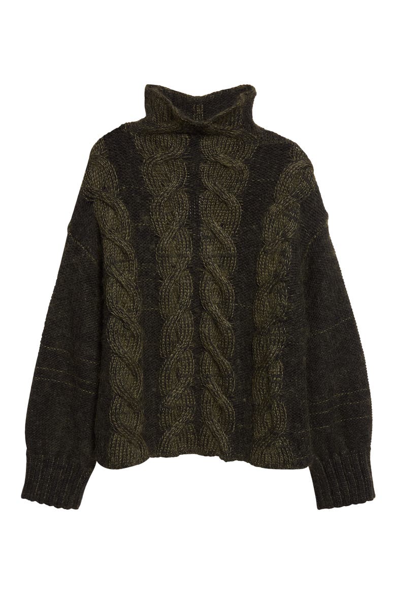 Nico Cable Knit Cashmere Blend Sweater, Main, color, BLACK/ OLIVE MULTI