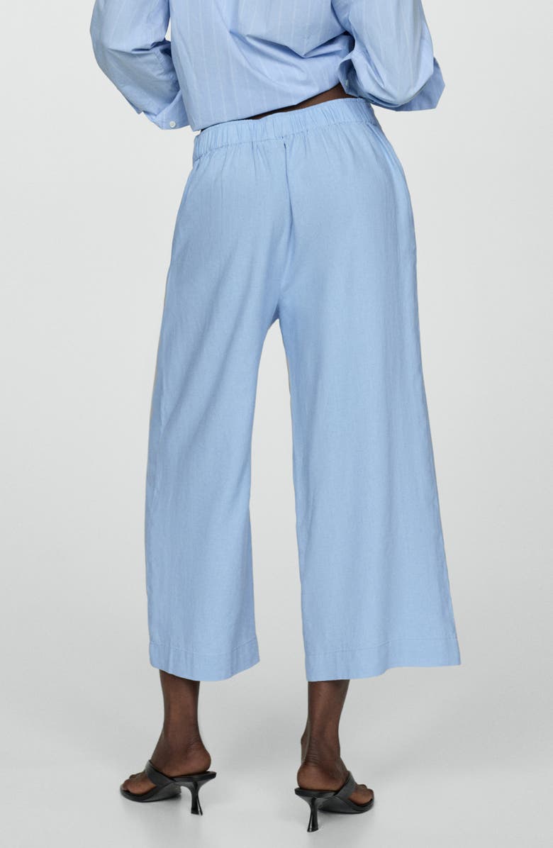 MANGO Linen Blend Crop Wide Leg Pants, Alternate, color, Sky Blue