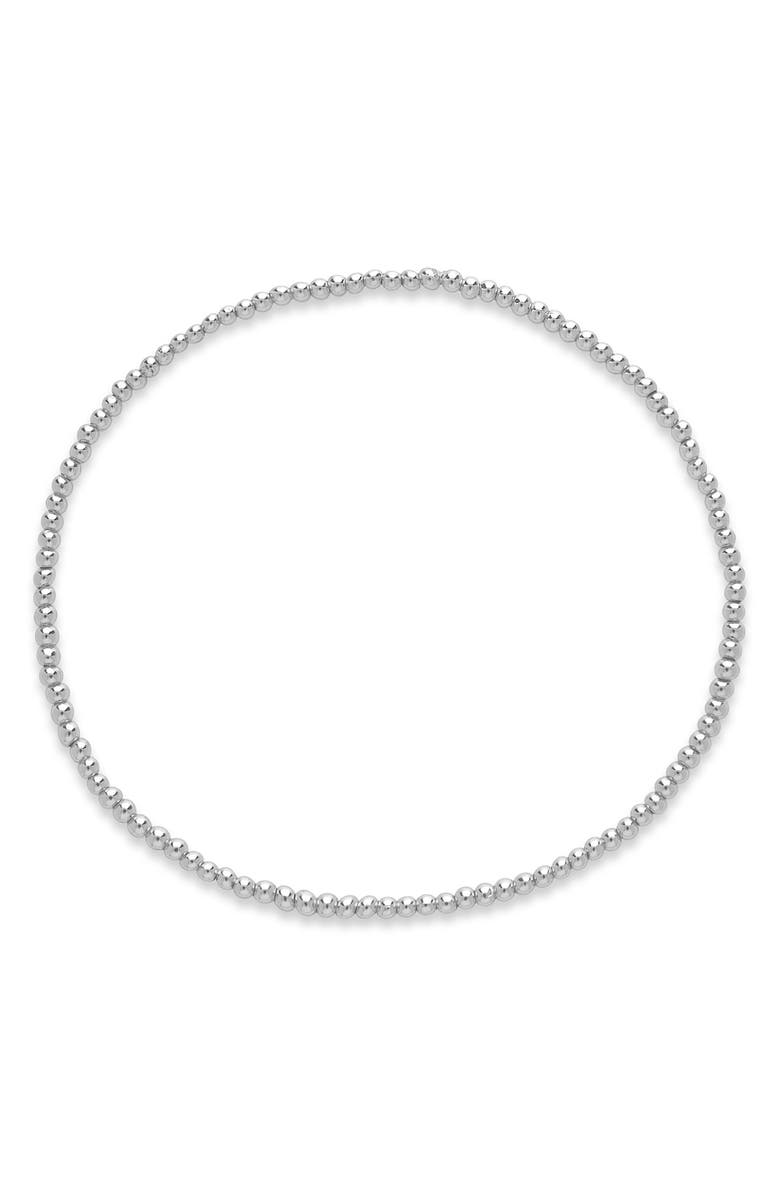 Sterling Forever Beaded Stretch Bracelet, Alternate, color, Silver
