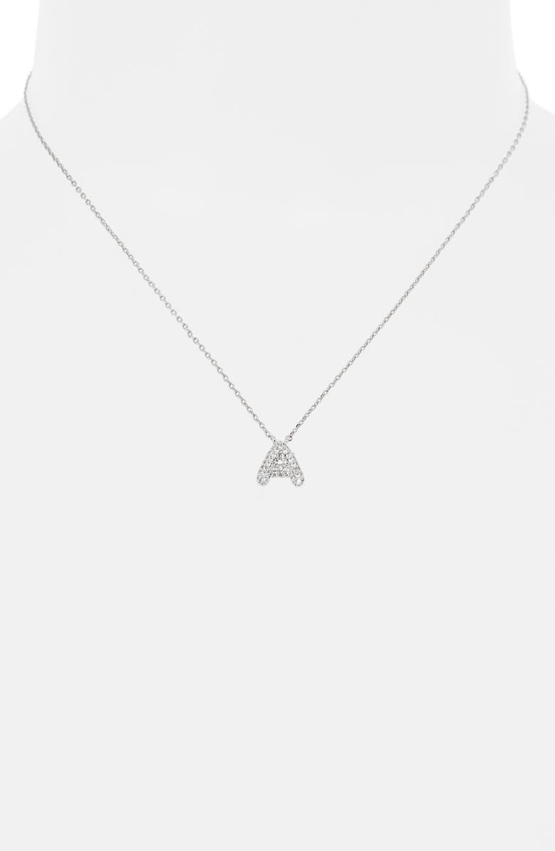 Leith Cubic Zirconia Initial Pendant Necklace, Alternate, color, A- Clear- Silver