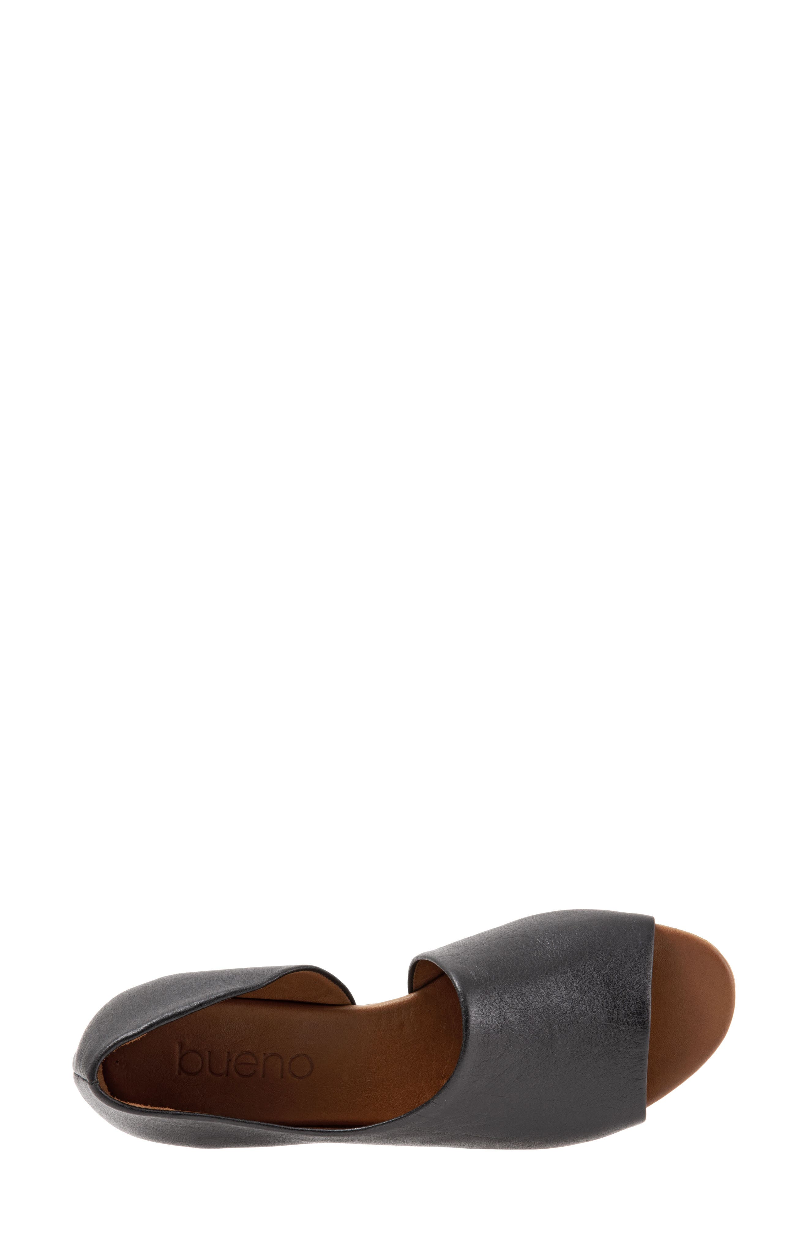 Anna Half d'Orsay Open Toe Flat, Alternate, color, BLACK LEATHER