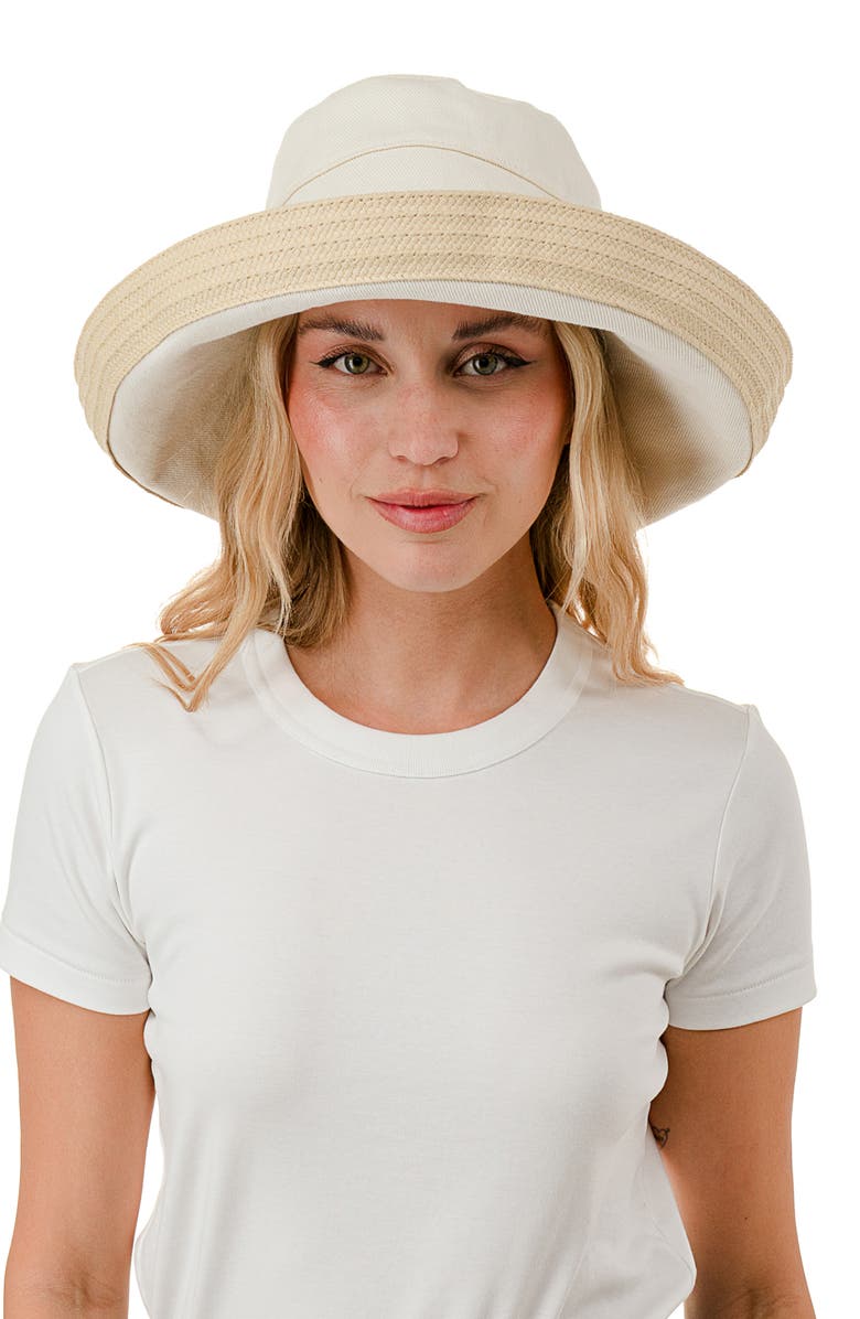 Nicole Miller Woven & Straw Cruiser Hat, Alternate, color, Ivory