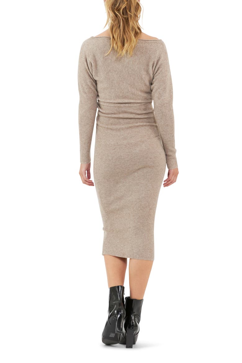 Tobie Off the Shoulder Long Sleeve Maternity/Nursing Dress, Alternate, color, MOCHA