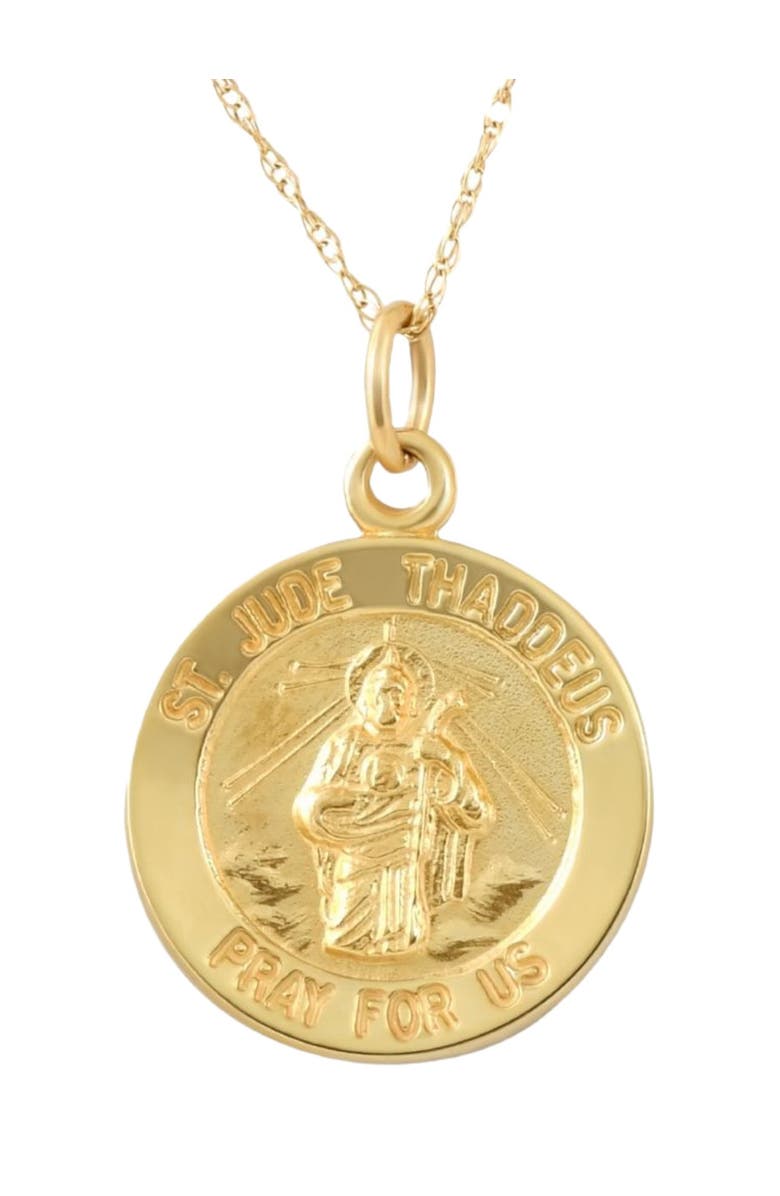 Bliss Diamond 14k Gold St. Jude Thaddeus Medal Pendant 1" Tall 2 Grams, Main, color,