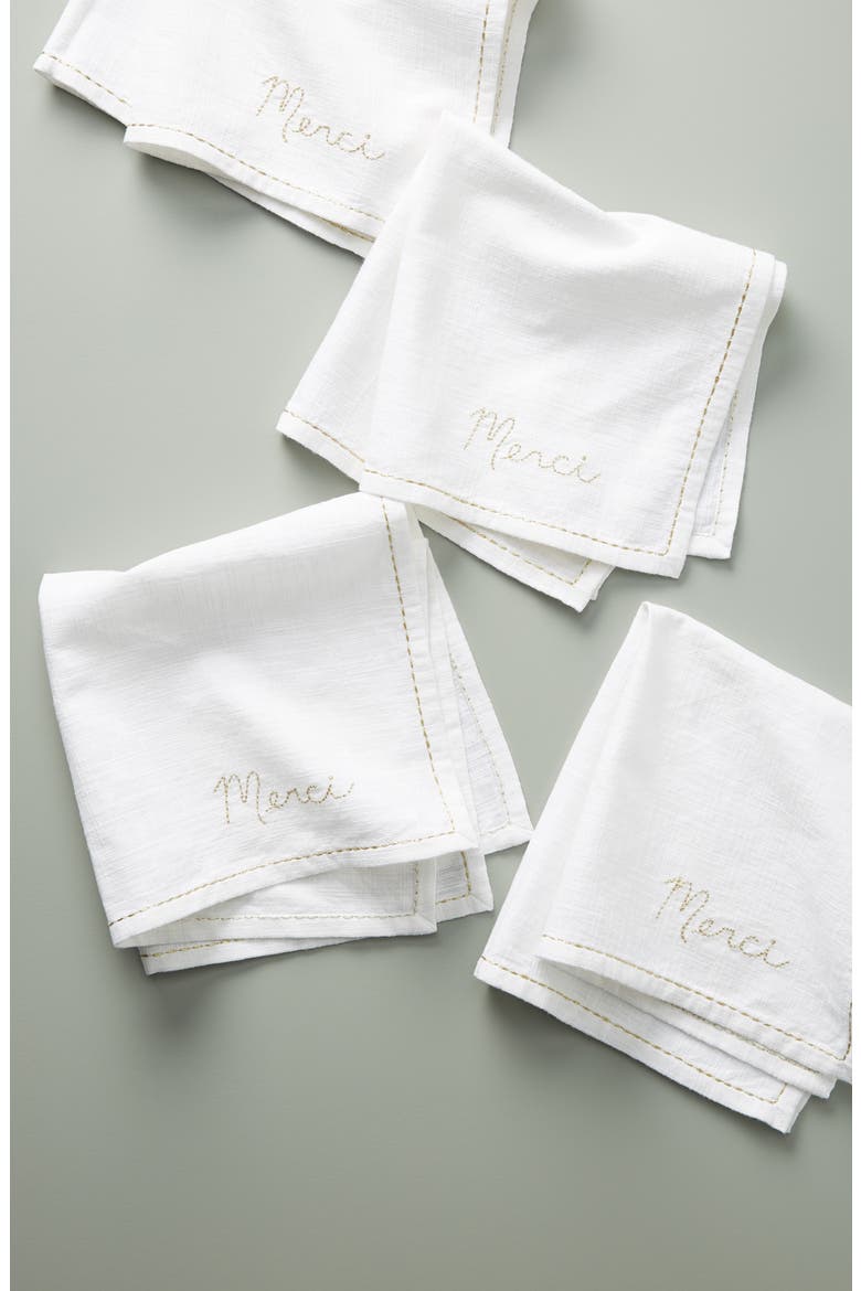 Robin Set of 4 Napkins, Alternate, color, GOLD