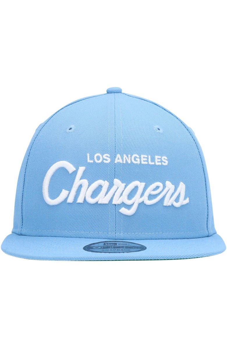 New Era Men's New Era Powder Blue Los Angeles Chargers Script Original Fit 9FIFTY Snapback Hat, Alternate, color, 