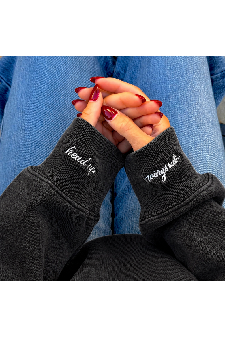 Head Up Wings Out Sweatshirt + Manifestation Kit, Alternate, color, Faded Black
