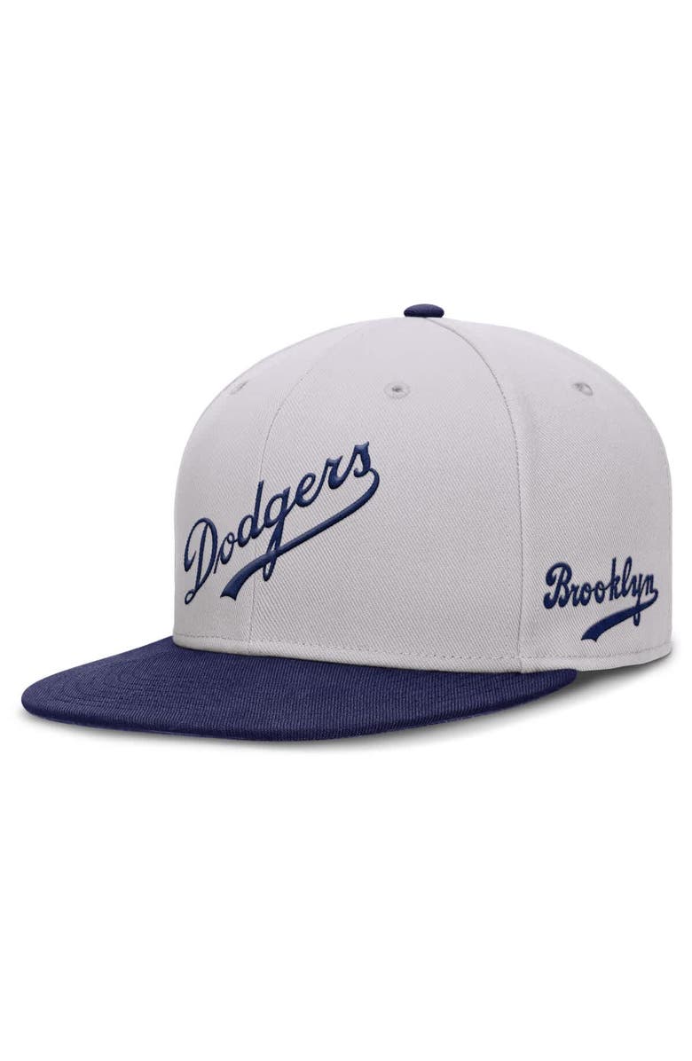 Nike Men's Nike Gray Brooklyn Dodgers Cooperstown Collection True Performance Fitted Hat, Alternate, color, Gray