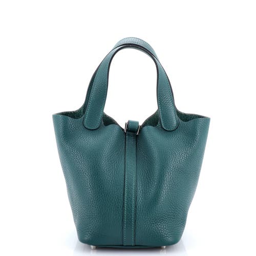 Pre-owned Hermes Hermes Picotin Lock Bag Clemence Pm In Green