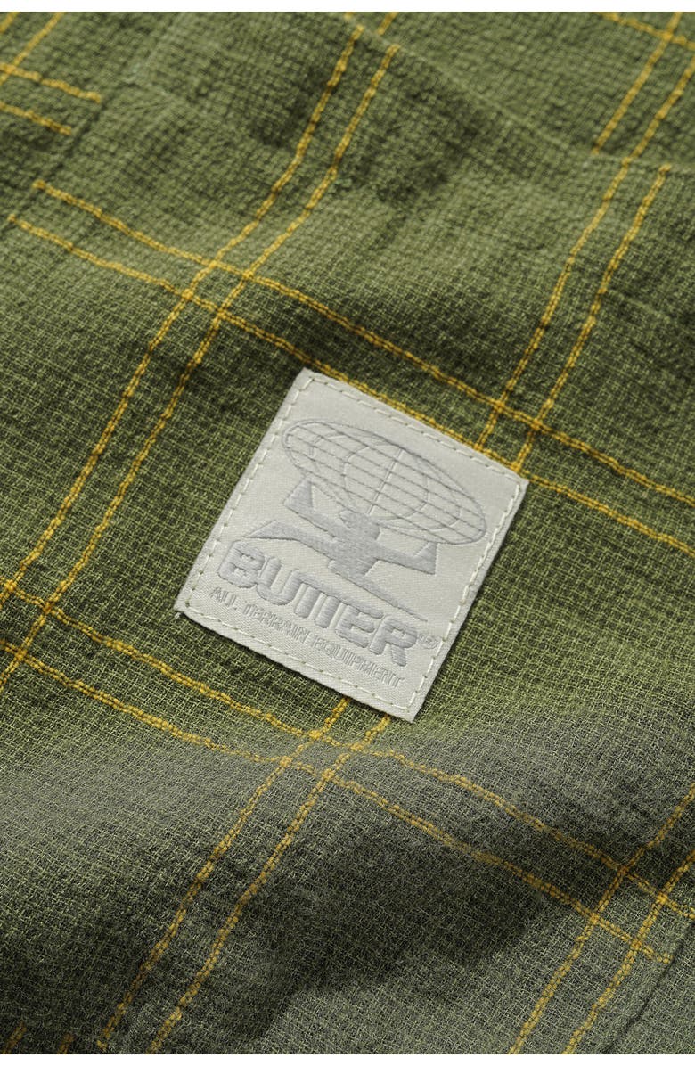 Butter Goods Equipment Check Short Sleeve Cotton & Linen Button-Up Shirt, Alternate, color, Green
