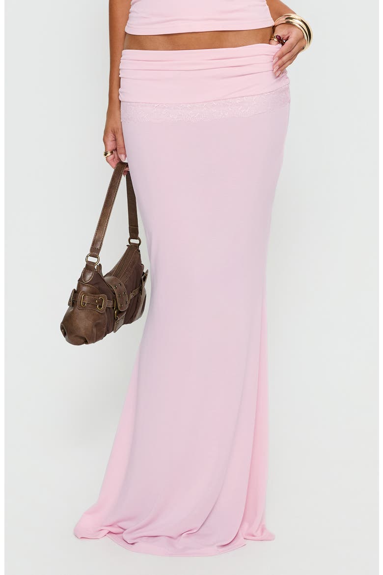 Zespri Lace Trim Jersey Maxi Skirt, Main, color, PINK