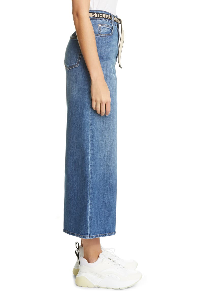 Belted High Waist Crop Wide Leg Jeans, Alternate, color, SKY BLUE