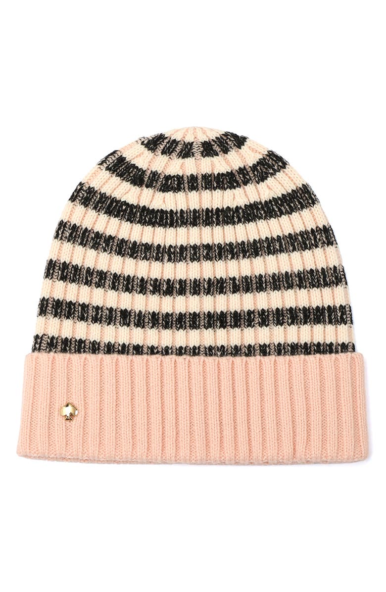 Kate Spade New York Stripe Cuff Beanie, Main, color, Pink Multi