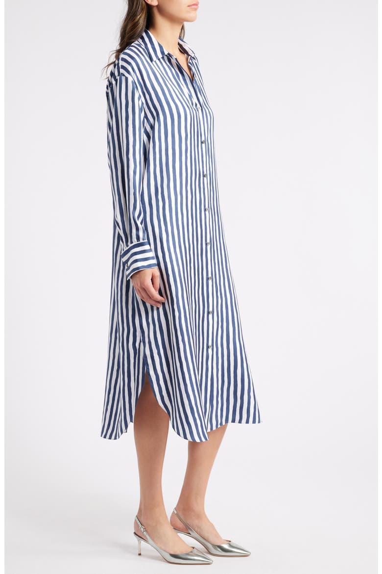 Painter Stripe Long Sleeve Silk Maxi Dress, Alternate, color, BLMU