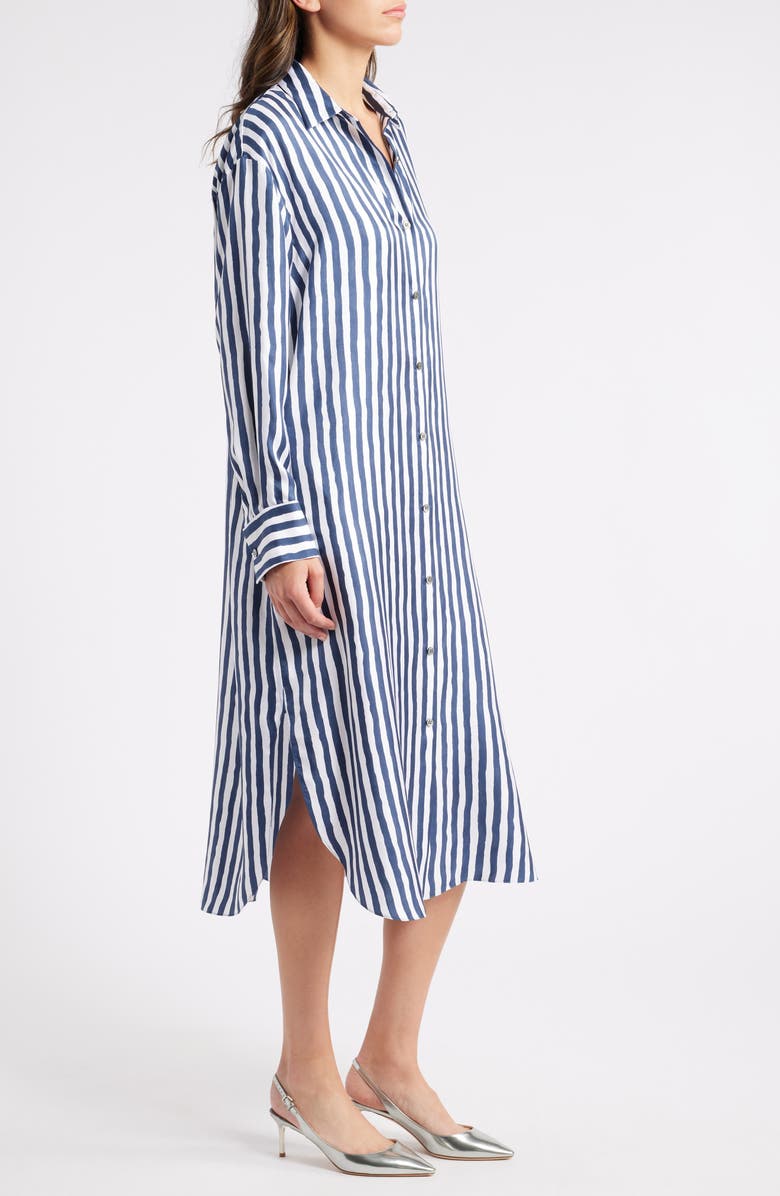 Theory Painter Stripe Long Sleeve Silk Maxi Dress, Alternate, color, 